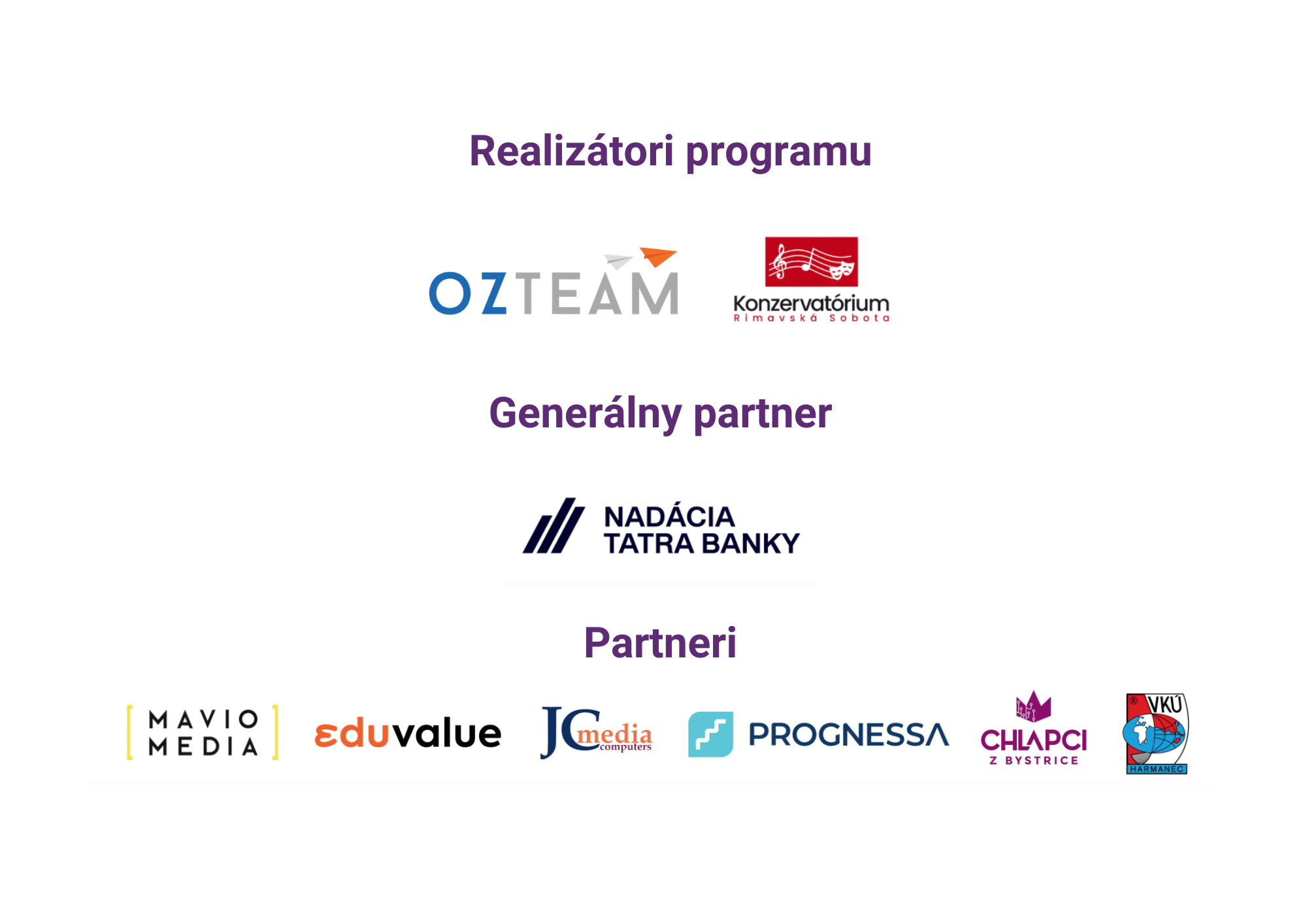 Realizátori a partneri programu Show your talent Academy